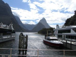 Cruise boats at Milford Sound